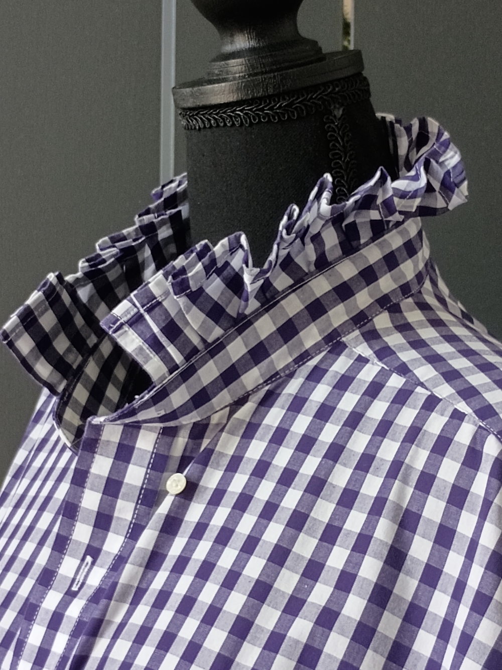 Upcycled Women's Clemson Ruffle Collar Shirt #102 - Picture 2 of 9